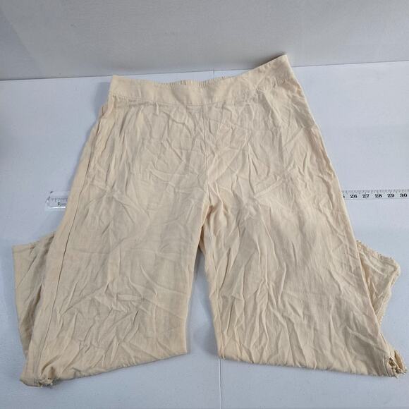 Soft Surroundings Women’s PL Beige Wide Leg Pants Linen Blend Elastic Waist 6334 - Picture 1 of 12
